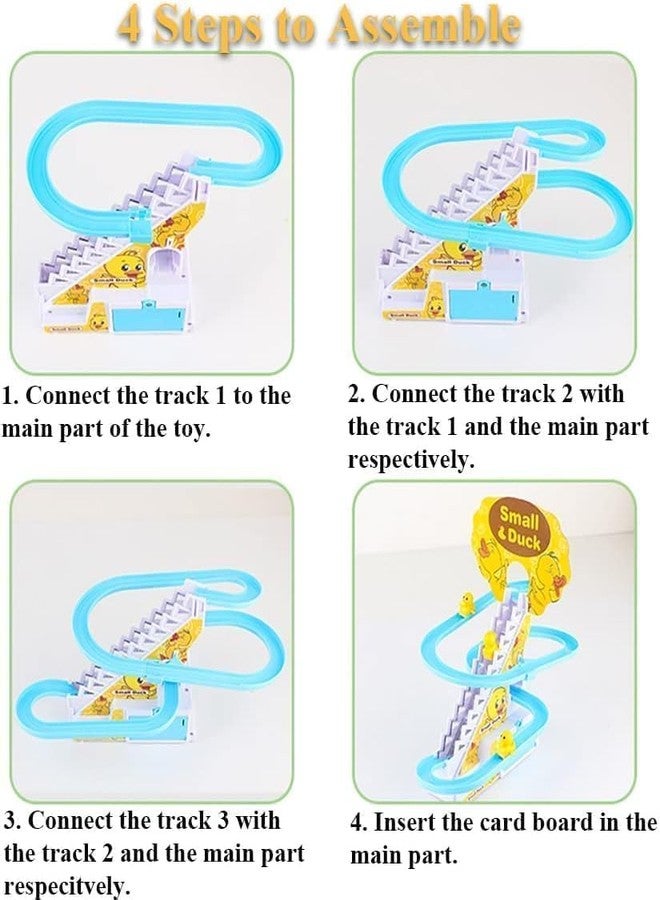 PARSPAR Duck Stair Climbing Toy | Small Ducks Stair Climbing Toys for Kids | Automatic Stair-Climbing Race Track with Lights & Music | Little Lovely Duck Slide Toy Escalator Toy_ 3 Ducks - Image 4